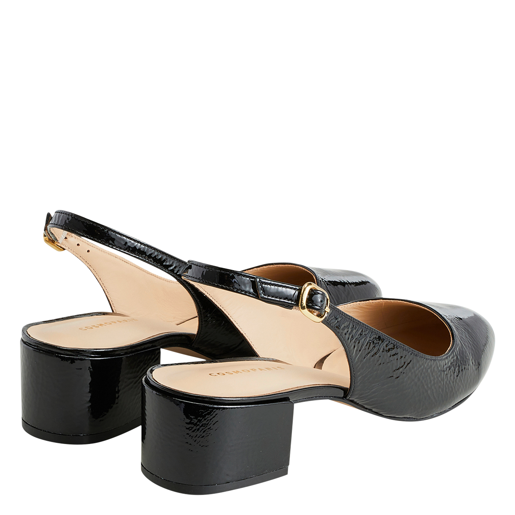 RUBI - Ballerines slingback en cuir verni | Noir