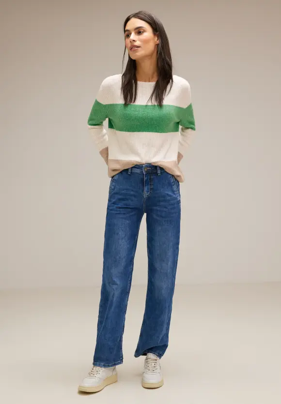 Blockstreifen Pullover - fresh gentle green melange