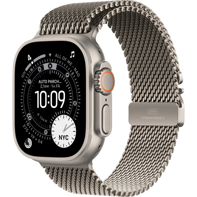 Apple Watch Ultra 3 OLED 49 mm Numérique 422 x 514 pixels Écran tactile 5G Titane Wifi GPS (satellite)
