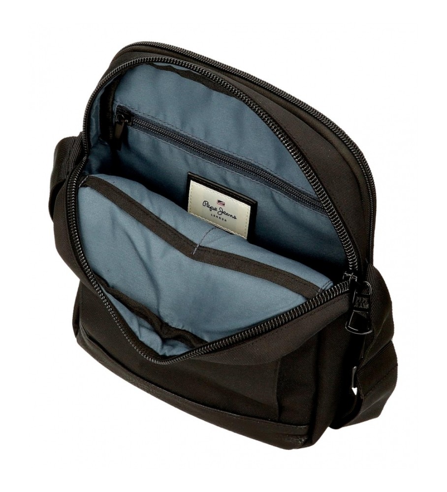 Bolsa de ombro grande Pepe Jeans Leighton para tablets, preta.