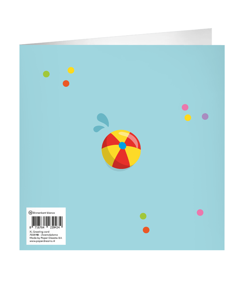 Zwemdiploma Wenskaart 23cm