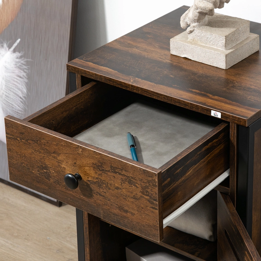 HOMCOM Nachttischschrank mit Schublade braun
