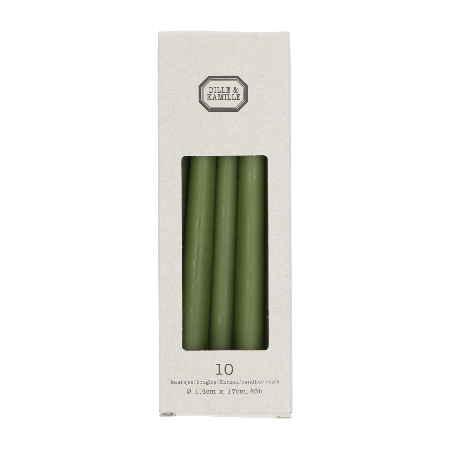 Kaarsjes smal, donkergroen, 17 cm, 10 stuks
