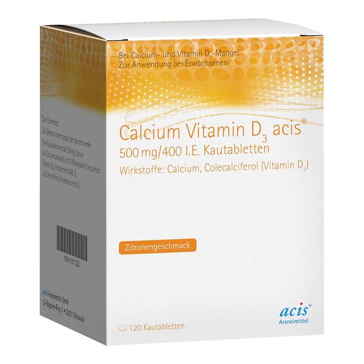 Calcium Vitamin D3 acis® 500 mg/400 I.E. Kautabletten, 120 St