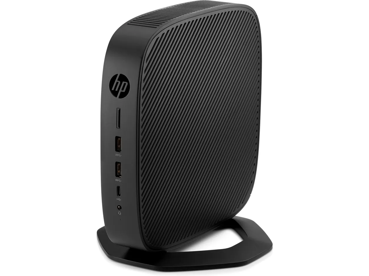 HP t640 - Tynd klient - SFF 1 x Ryzen Embedded R1505G / op til 3.3 GHz - RAM 8 GB - flash 32 GB - eMMC - Radeon Vega 3 - Gigabit Ethernet, IEEE 802.11ax (Wi-Fi 6), Bluetooth 5.2 - HP ThinPro - skærm: ingen