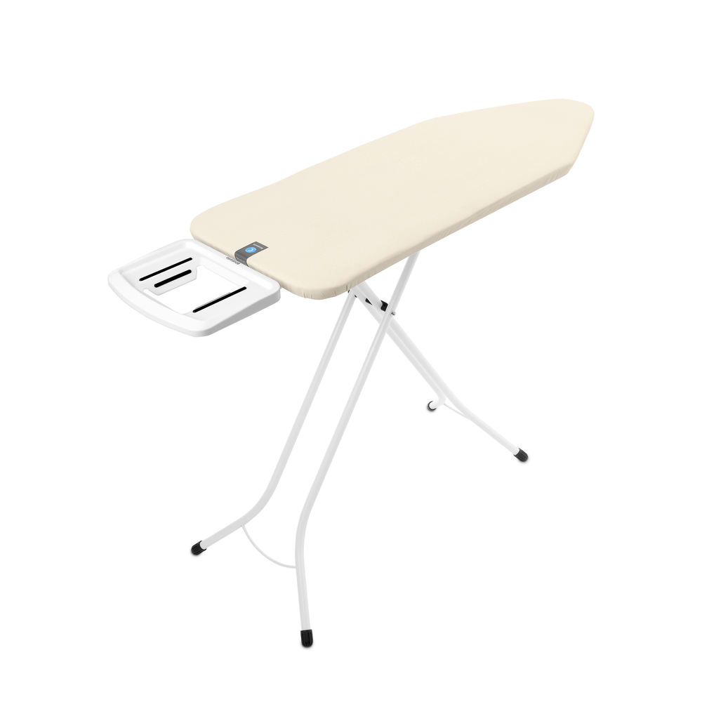 Strijkplank C, 124x45 cm met solide strijkijzerhouder - Ecru