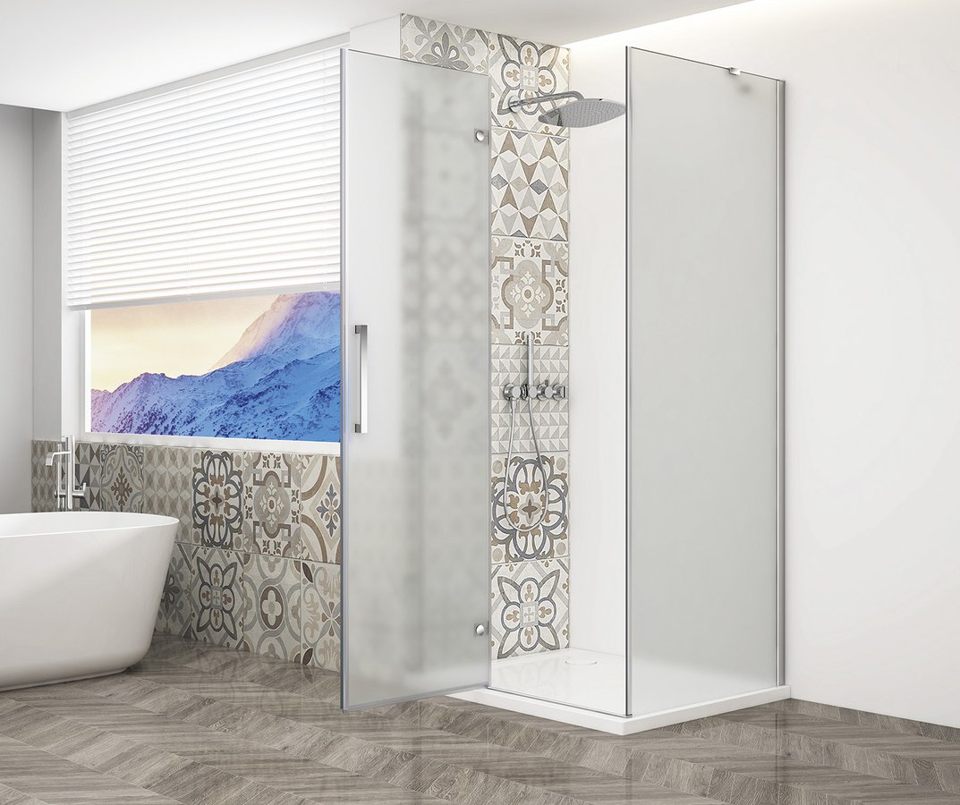 Gelco Trinity douchecabine met mat glas 120x120cm links chroom