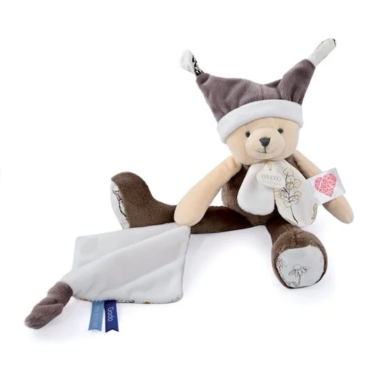 Doudou Ours Mouchoir 3 Histoires   Taupe        35 cm   de               Doudou et Compagnie