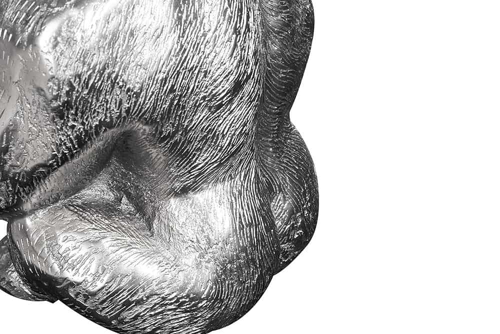 Runder Couchtisch WILDLIFE KONG 60cm silber Metall Glas Affenfigur Gorilla Skulptur handmade