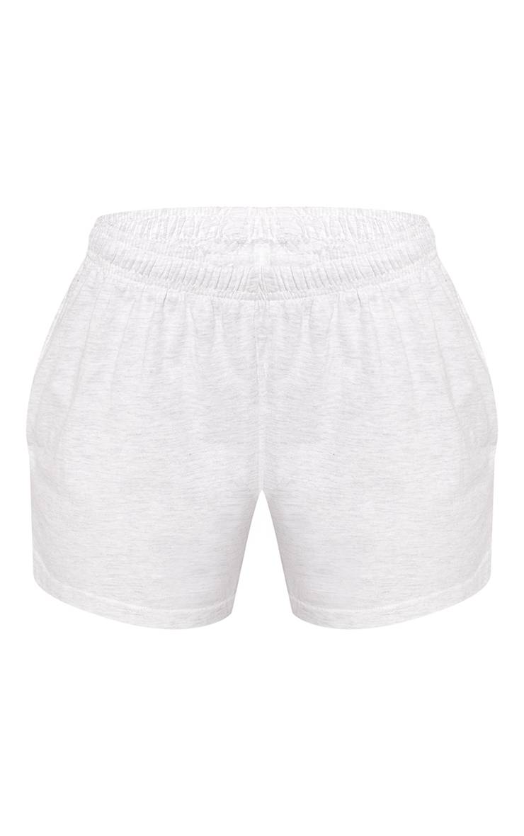 Gris Cendré Short Décontracté En Coton Avec Cordon De Serrage Contrasté