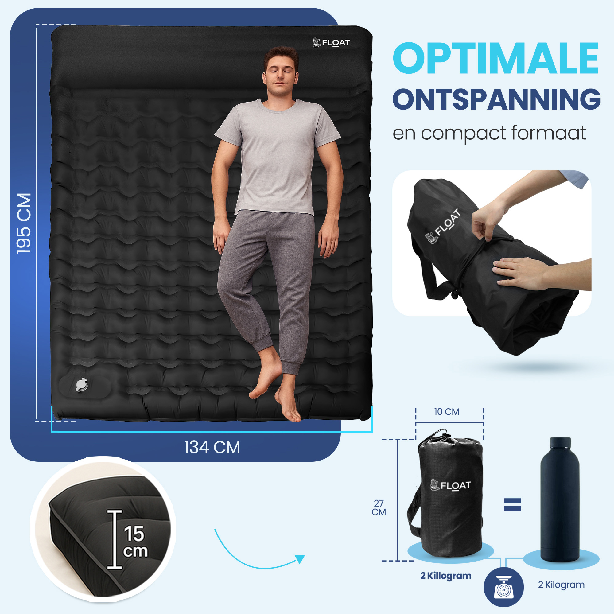FLOAT Nomadic 2 persoons slaapmat met voetpomp