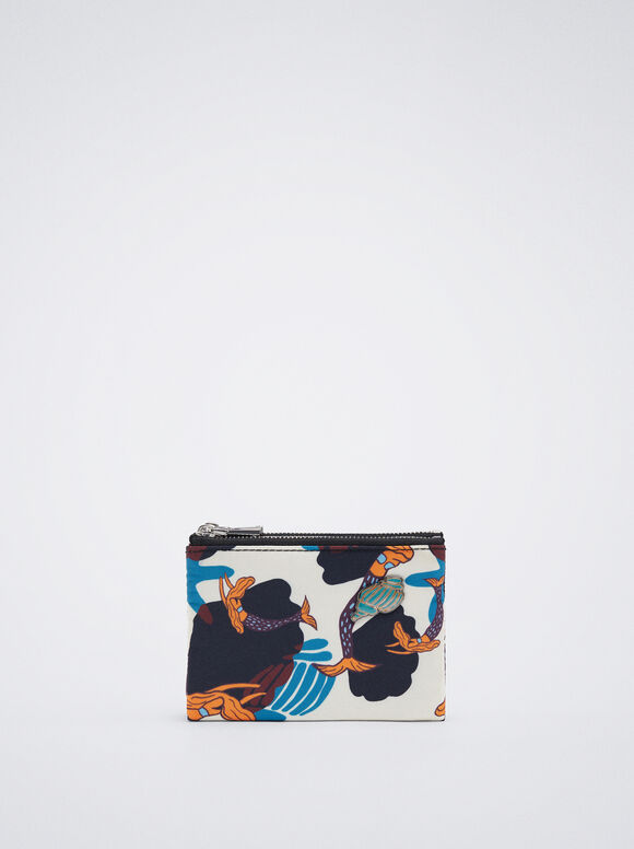 Porta-moedas de nylon estampado - Branco