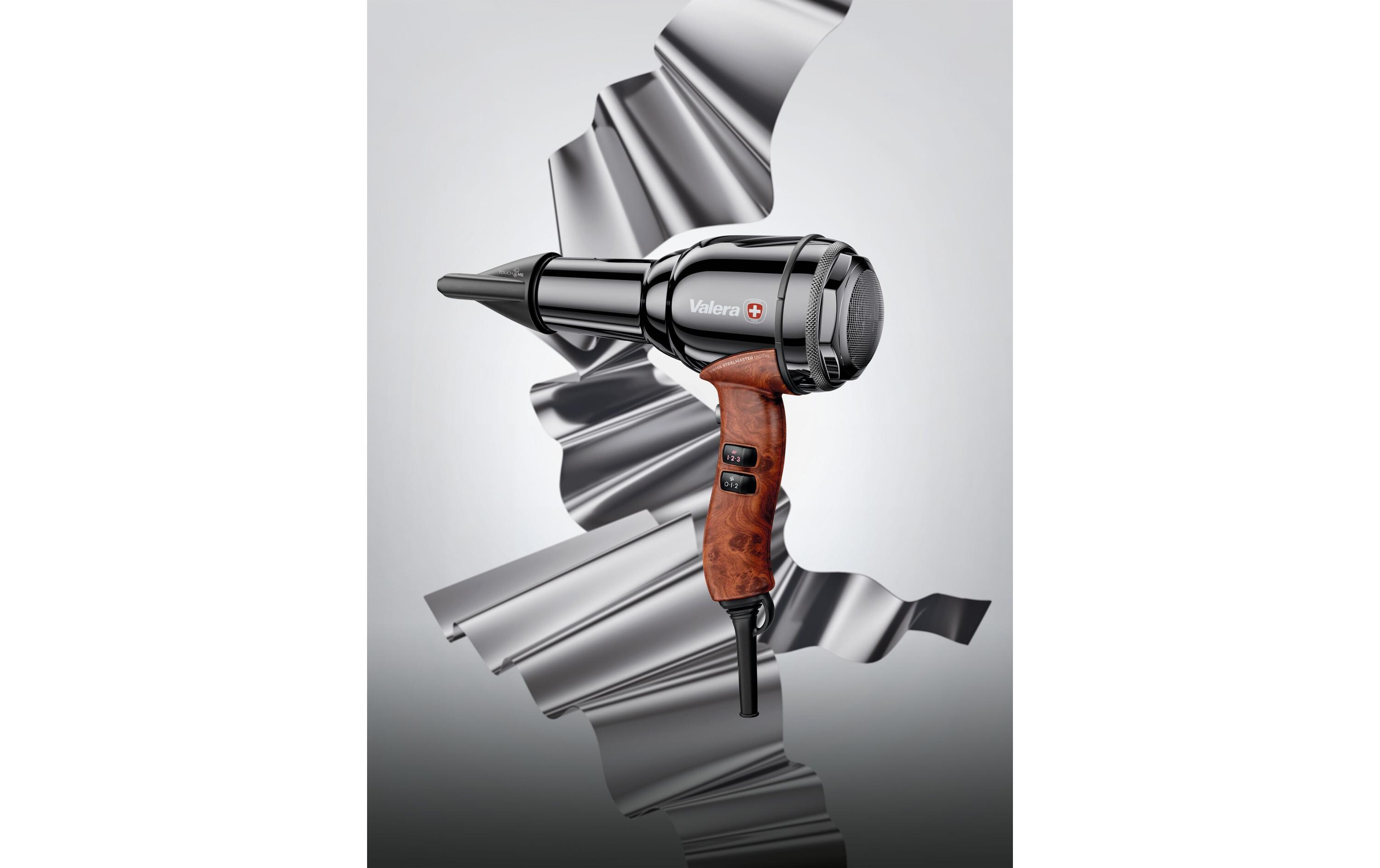 Profihaartrockner Swiss Steel-Master Digital Black Chrome<br>Professioneller Haartrockner mit bürstenlosem Digitalmotor