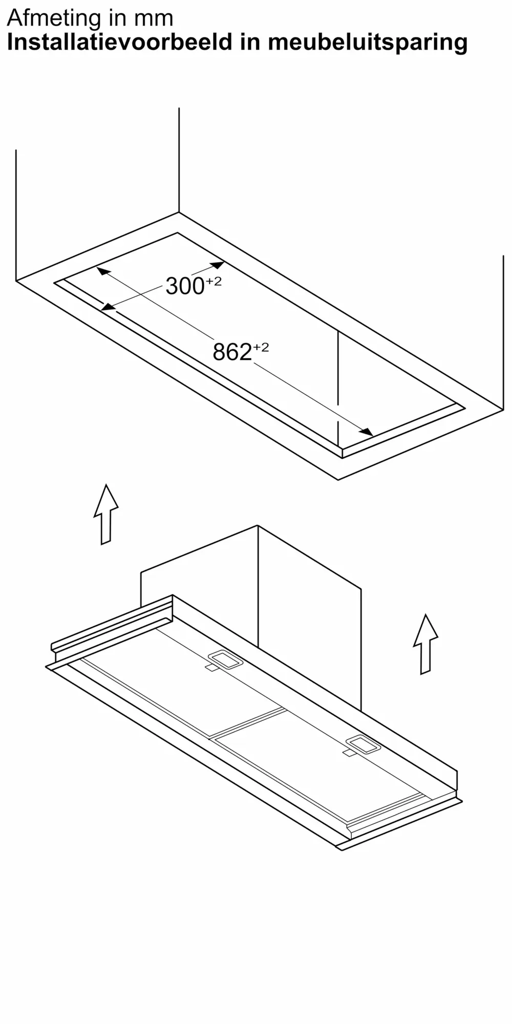 Serie 2 Geïntegreerde blokdesign schouwkap 90 cm Matzwart