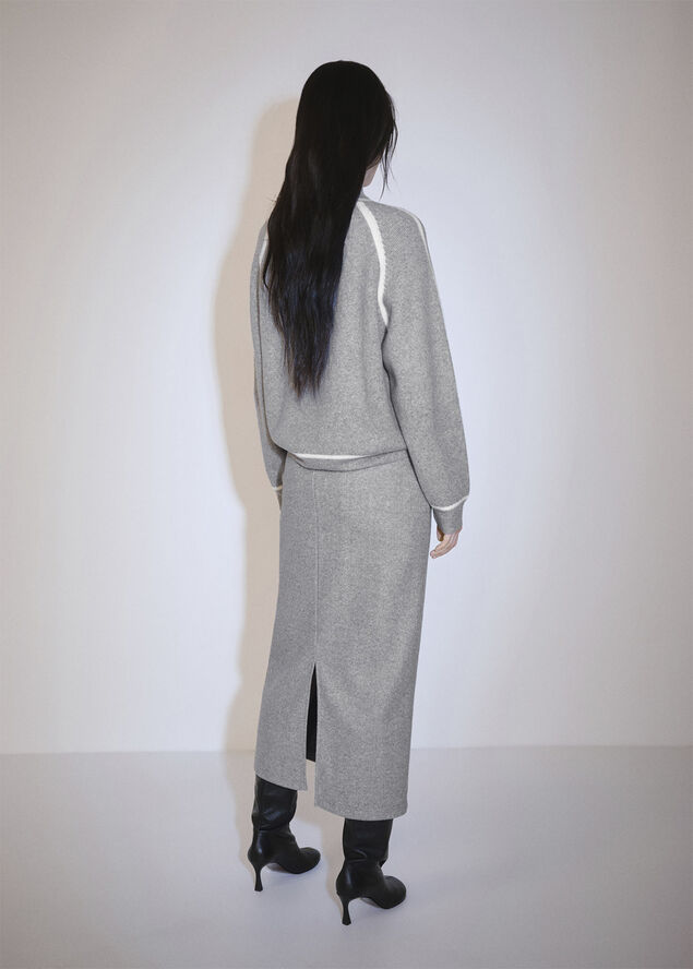 MANGO High neck sweater with contrast de Medium grey
