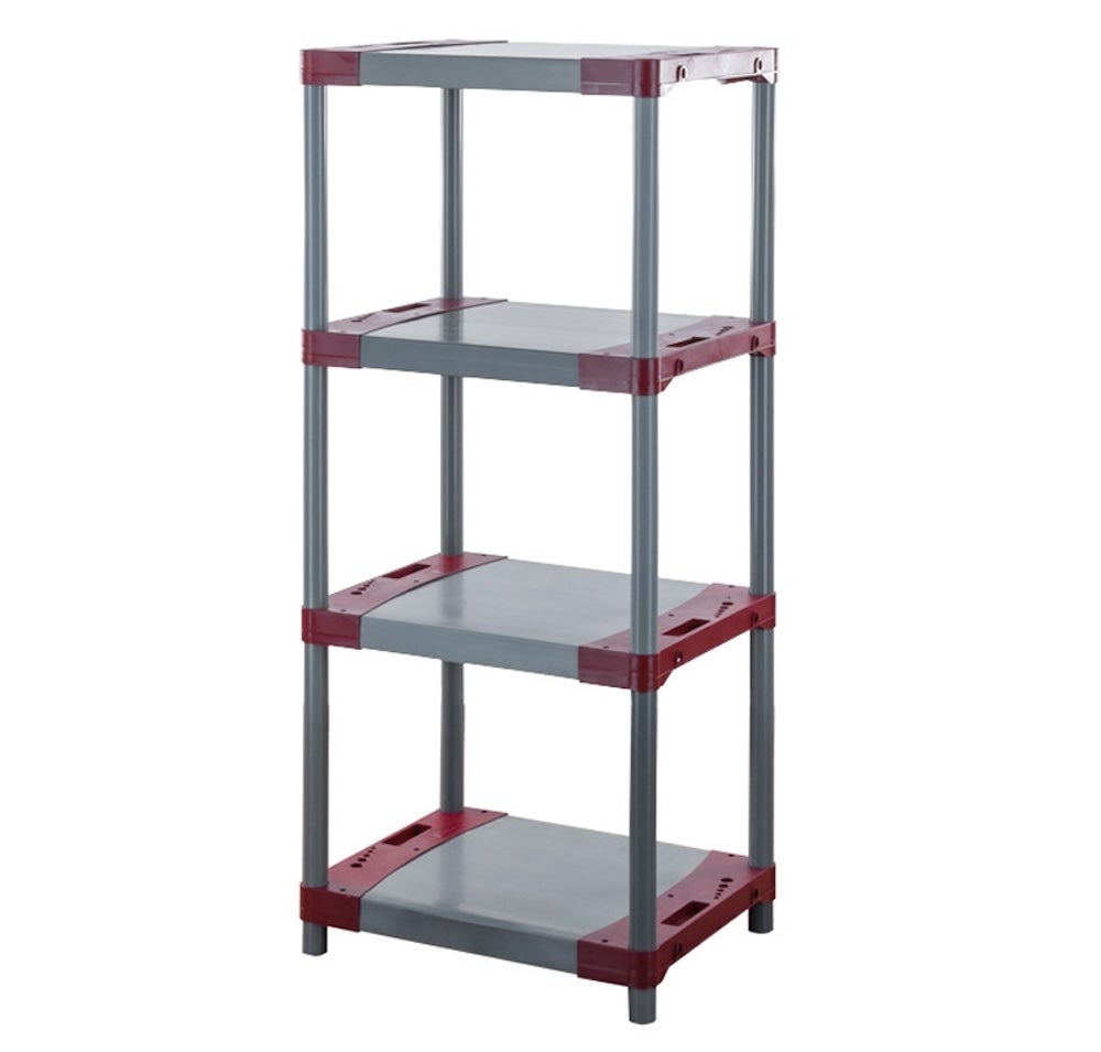 PROREGAL Plastic Plank Big Grey Bear Laag HxBxD 138 x 60 x 46 cm Plank Draagvermogen 160 kg Grijs/Rood