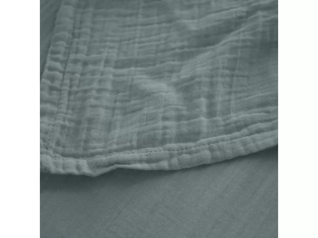 Drap plat 270x300 cm mousseline de coton collection MILOS vert lichen