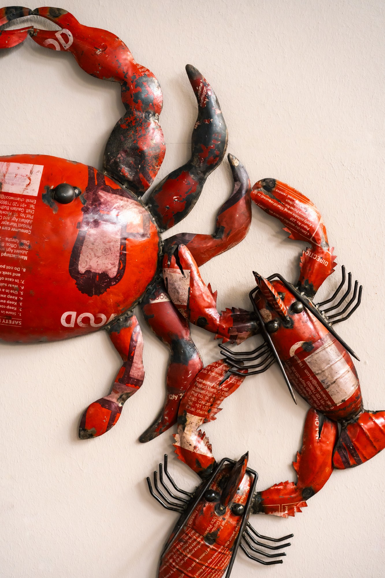 Wanddeko 'Hummer' M, rot, H 43 cm, B 30 cm, L 7 cm von fischer's lagerhaus