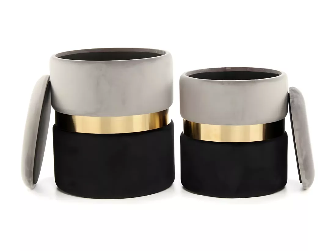 Lot de 2 Poufs Ronds Velours 