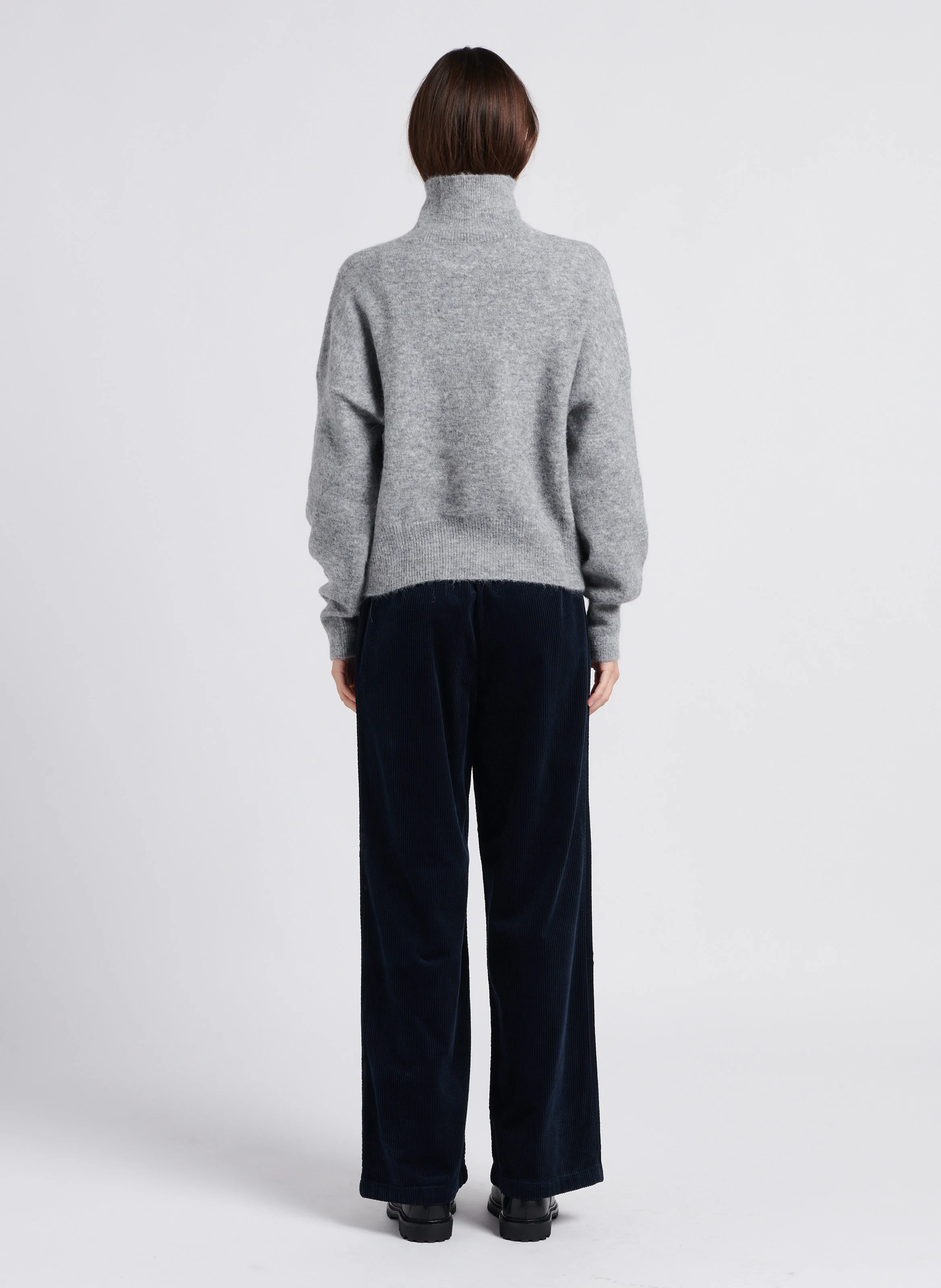 NOLA - Pull col montant en alpaga et laine mérinos mélangés| Gris