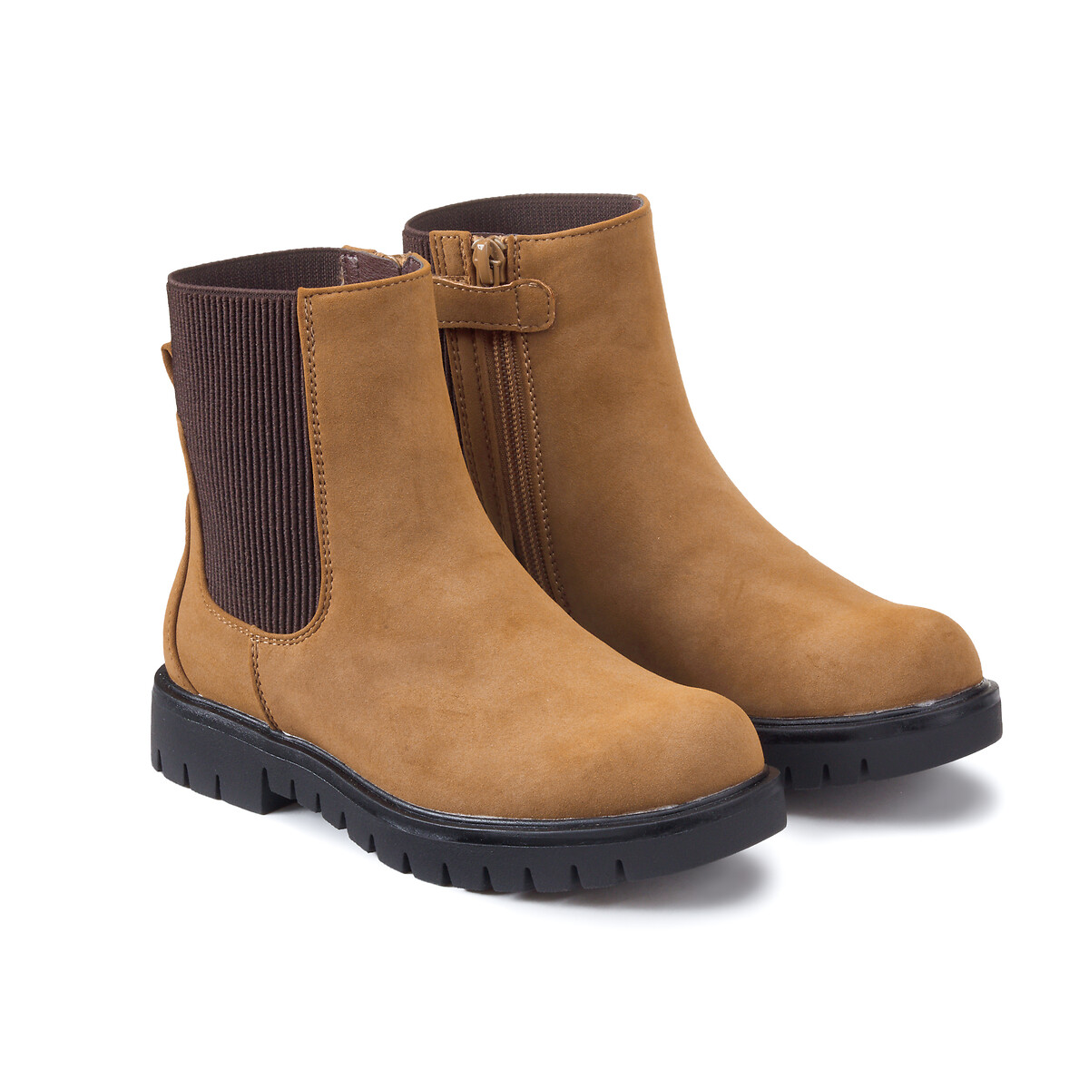 COLEÇÕES LA REDOUTE<br>Botas de cano curto com zíper e elástico, sola entalhada
