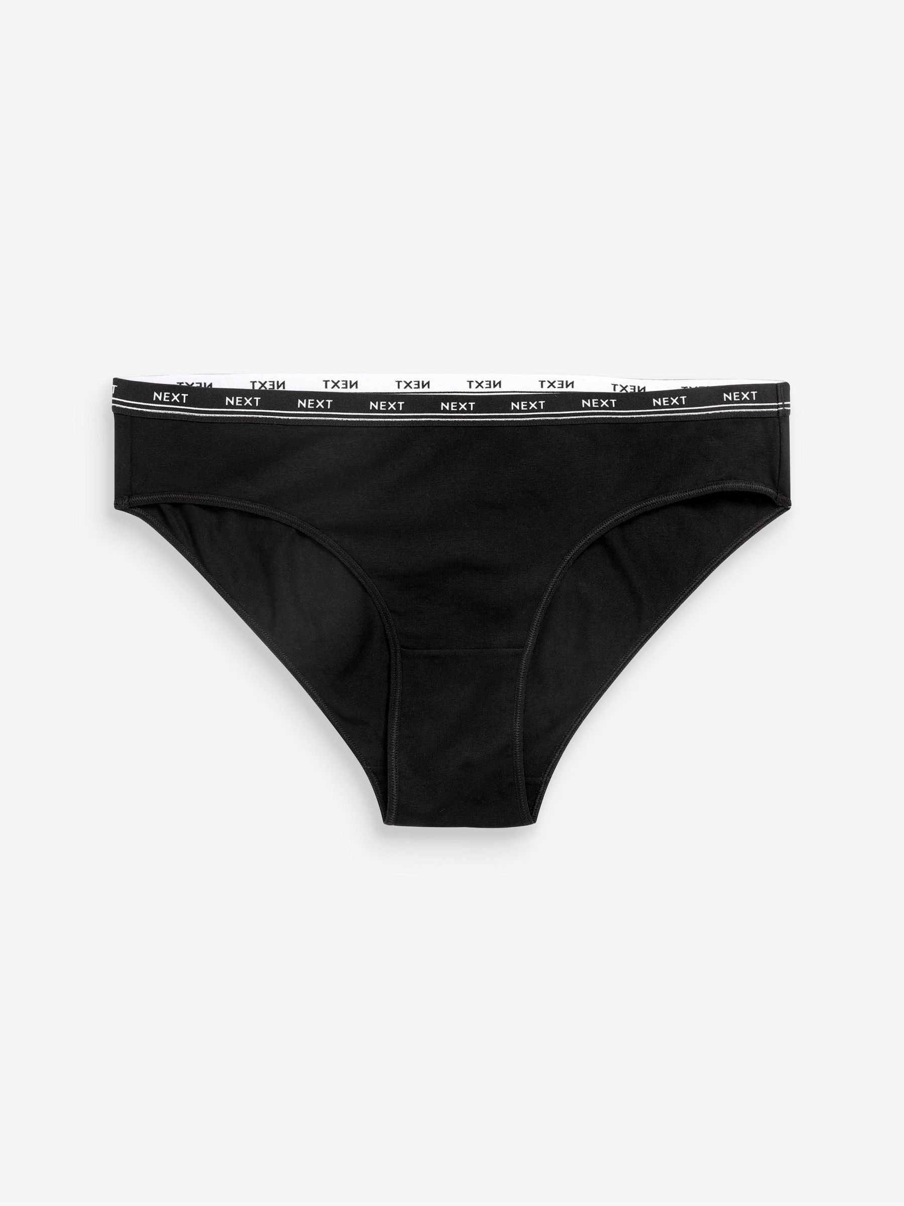 Zwart - 4 Katoenen slipjes met logotailleband
