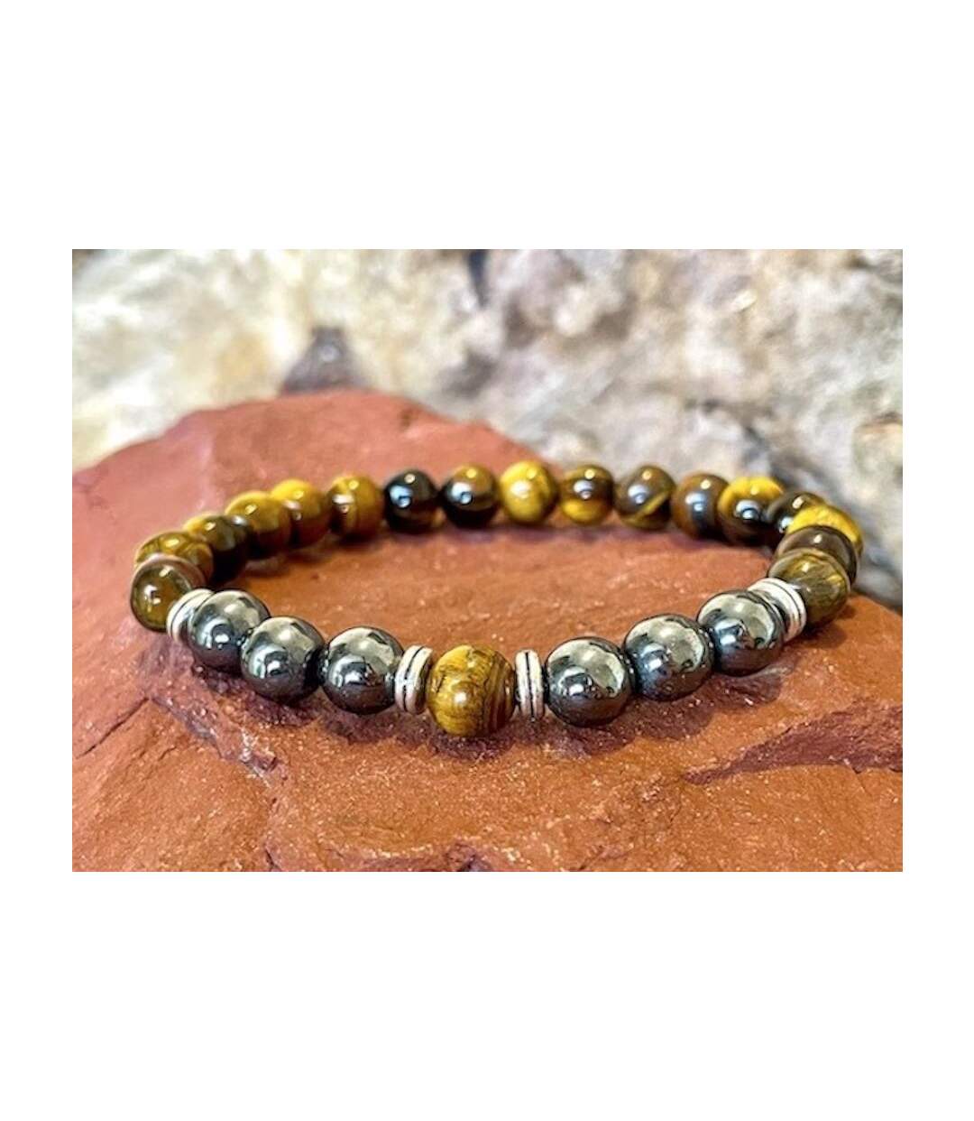 Bracelet Om oeil de tigre et hématite