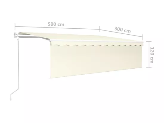 Auvent automatique store capteur de vent et LED 5x3 m Crème