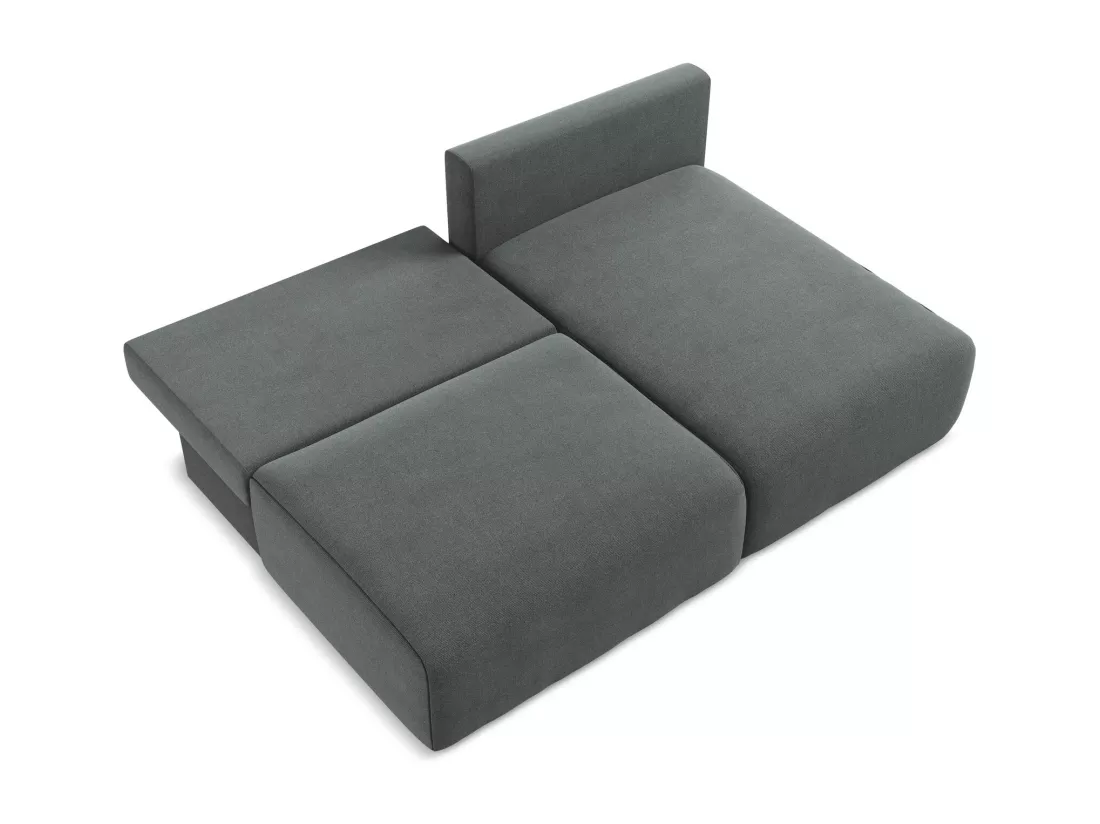 Canapé d’angle 3 places droit sans accoudoir convertible en Strukturstoff - gris - KONA