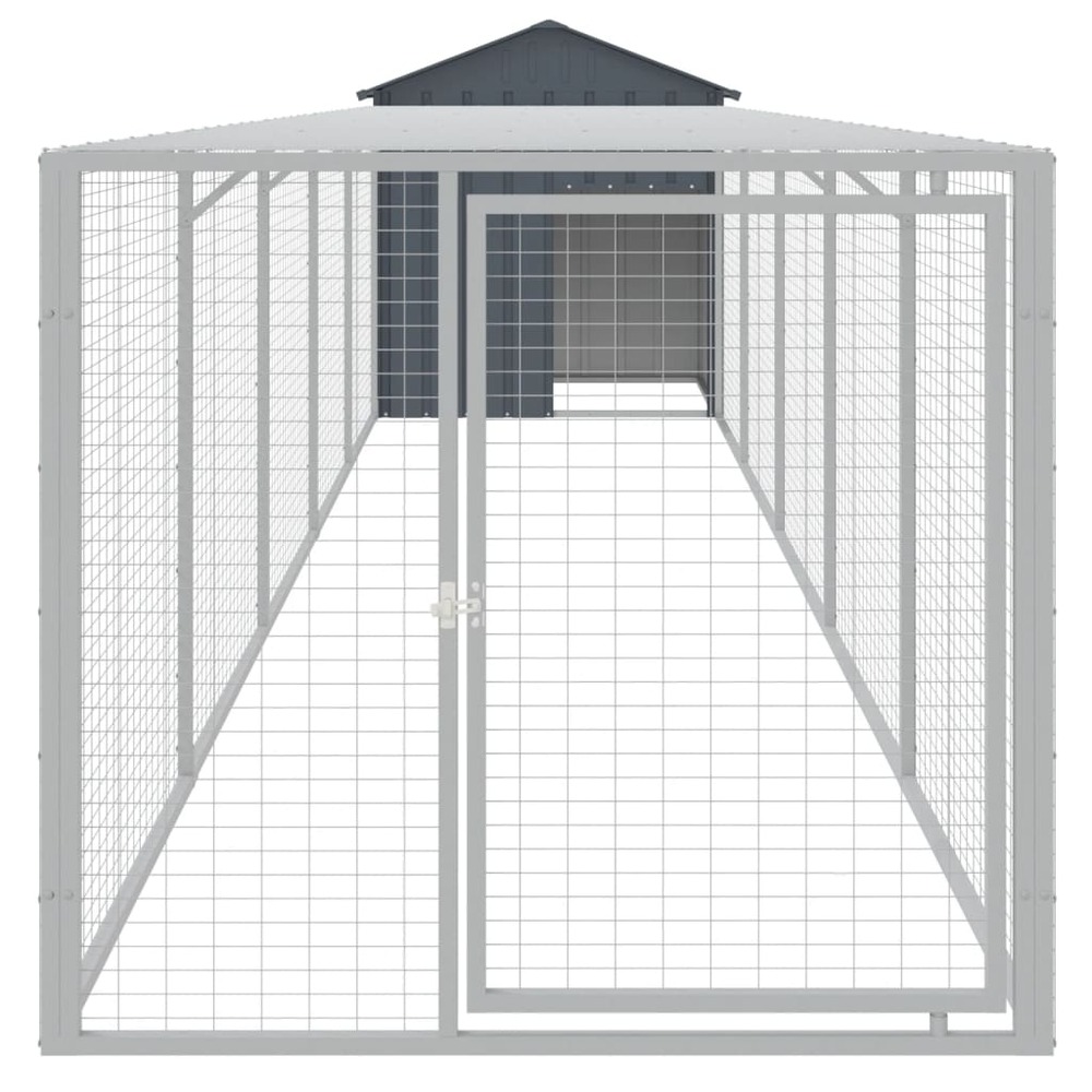 Poulailler avec cour anthracite 117x609x123 cm acier galvanisé
