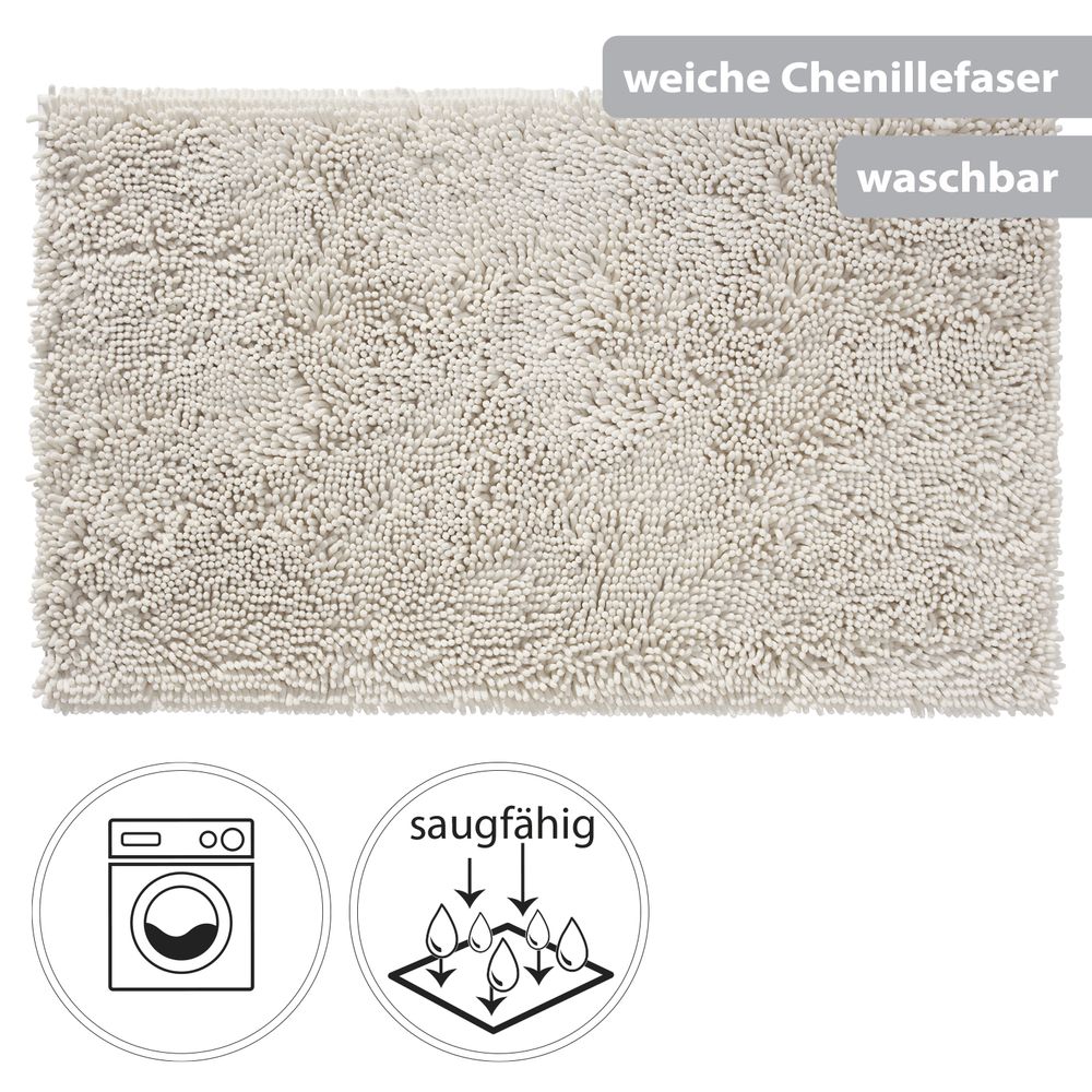 PANA® Kuscheliger Chenille Badvorleger • Badematte • Badteppich • Duschvorleger • 60x100 cm • Rutschfester Badeteppich • Ökotex zertifiziert