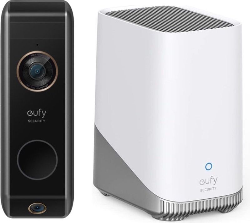 Eufy Video Deurbel Dual 2 Pro inclusief 2K dubbele deurbelcamera + homebase 3- (beweegbare camera) Bundel