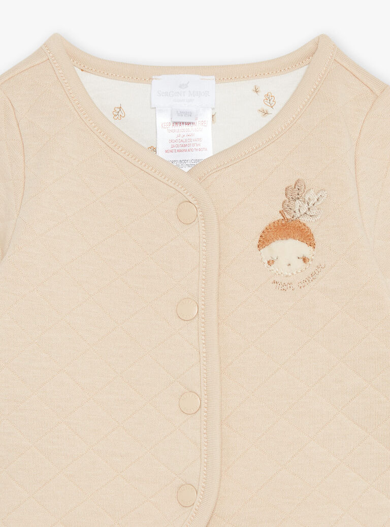 Veste réversible beige et écru en tubique et jersey