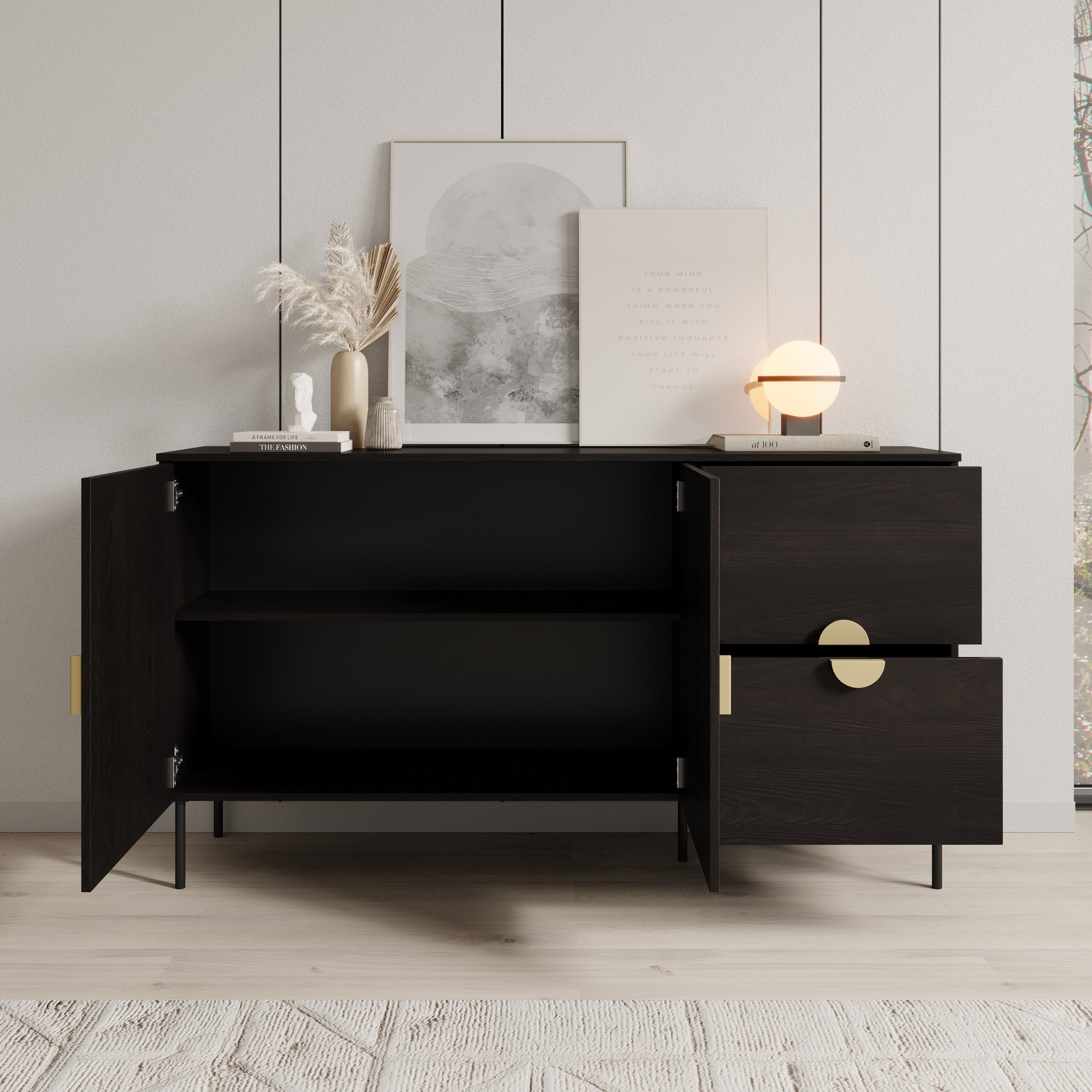 Monor - Dressoir - Zwart - 160x40x88 cm - 160x40x88 c,