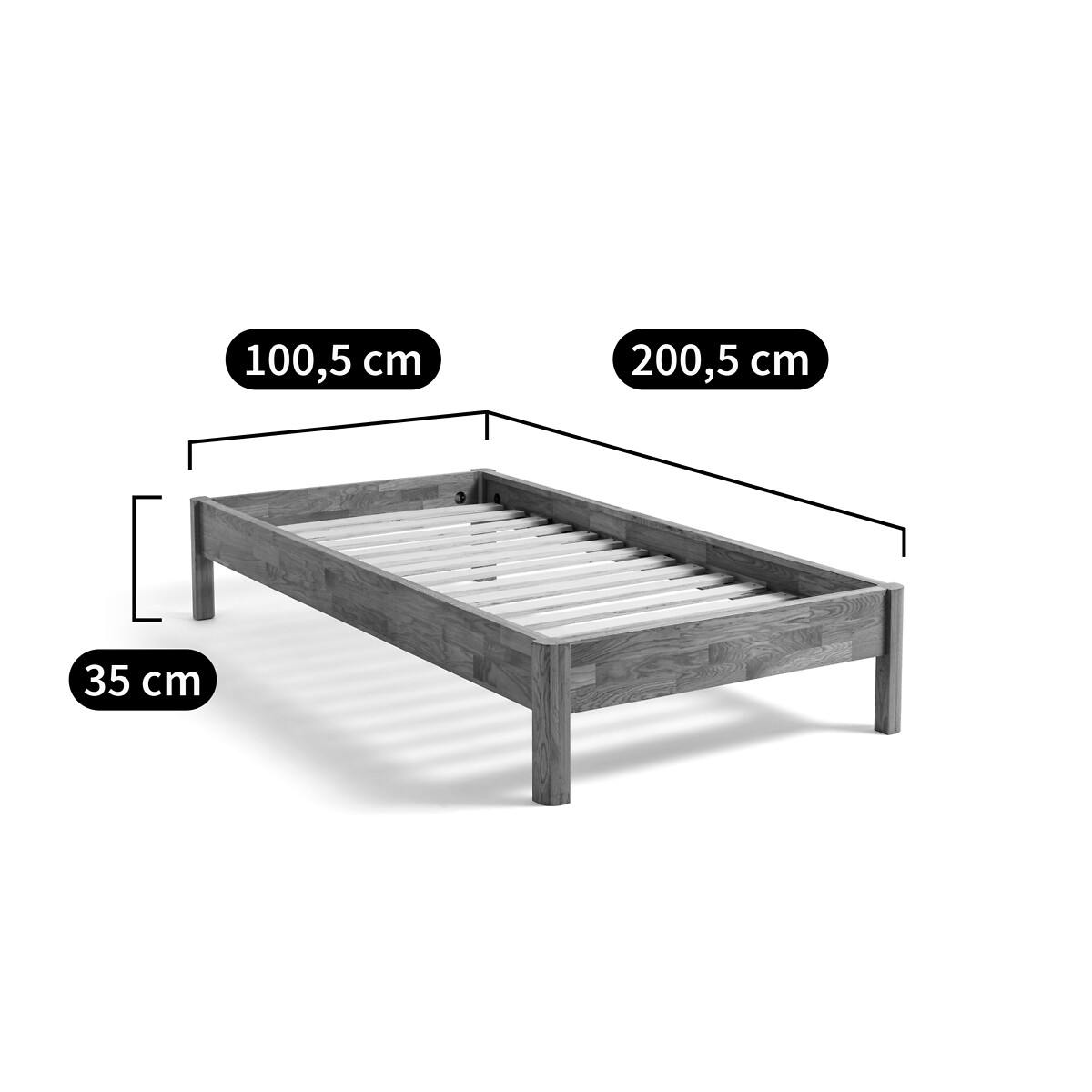 LA REDOUTE INTERIEURS<br>Cama de carvalho maciço com estrado de ripas ZULDA, solteiro