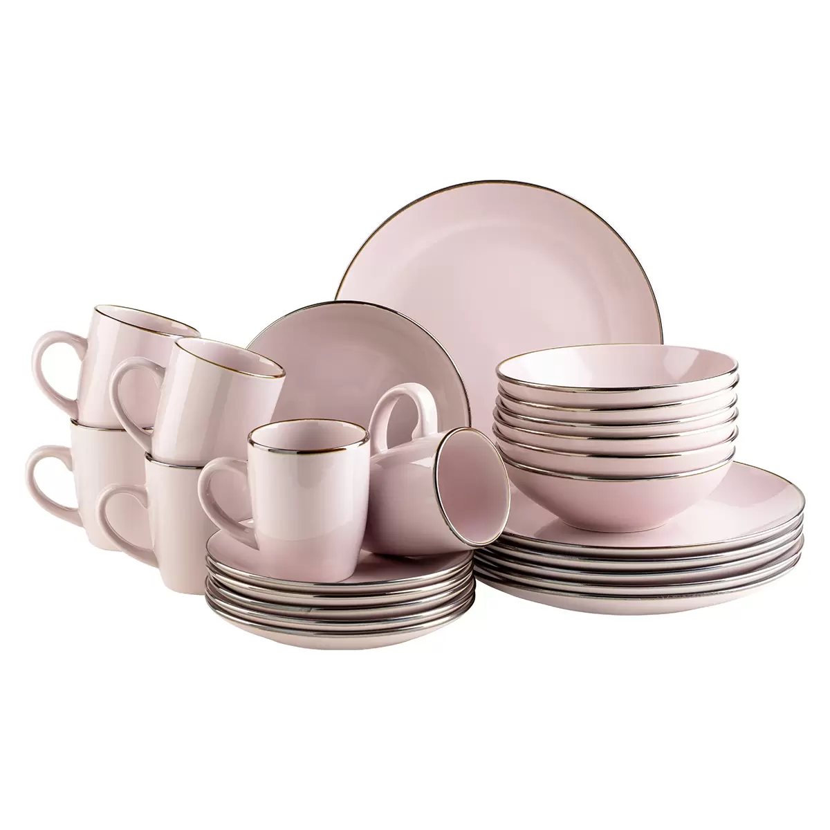 Kombiservice 24tlg. METALLIC RIM Rosa