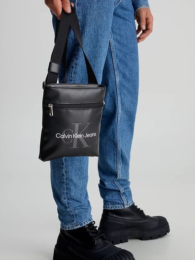 Bolsa de ombro plana com logotipo