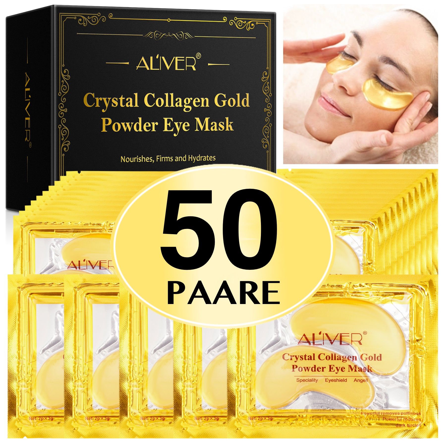 ALIVER Augenpads Crystal Collagen Gold Eye Mask Anti Aging