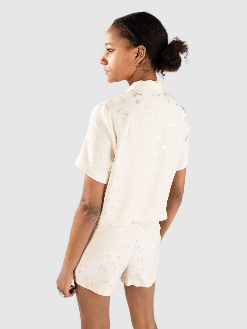 Brixton Silky Jacquard Button Down Shirt whitecap floral jacquard