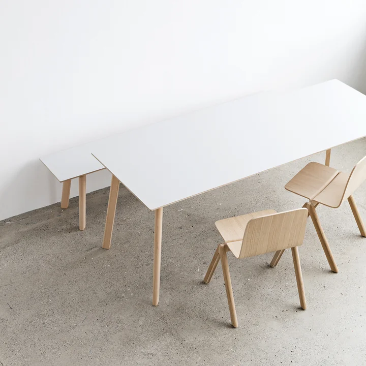 HAY - Copenhague Deux CPH 210 Esstisch, 140 x 75 cm, Buche / Laminat perlweiss