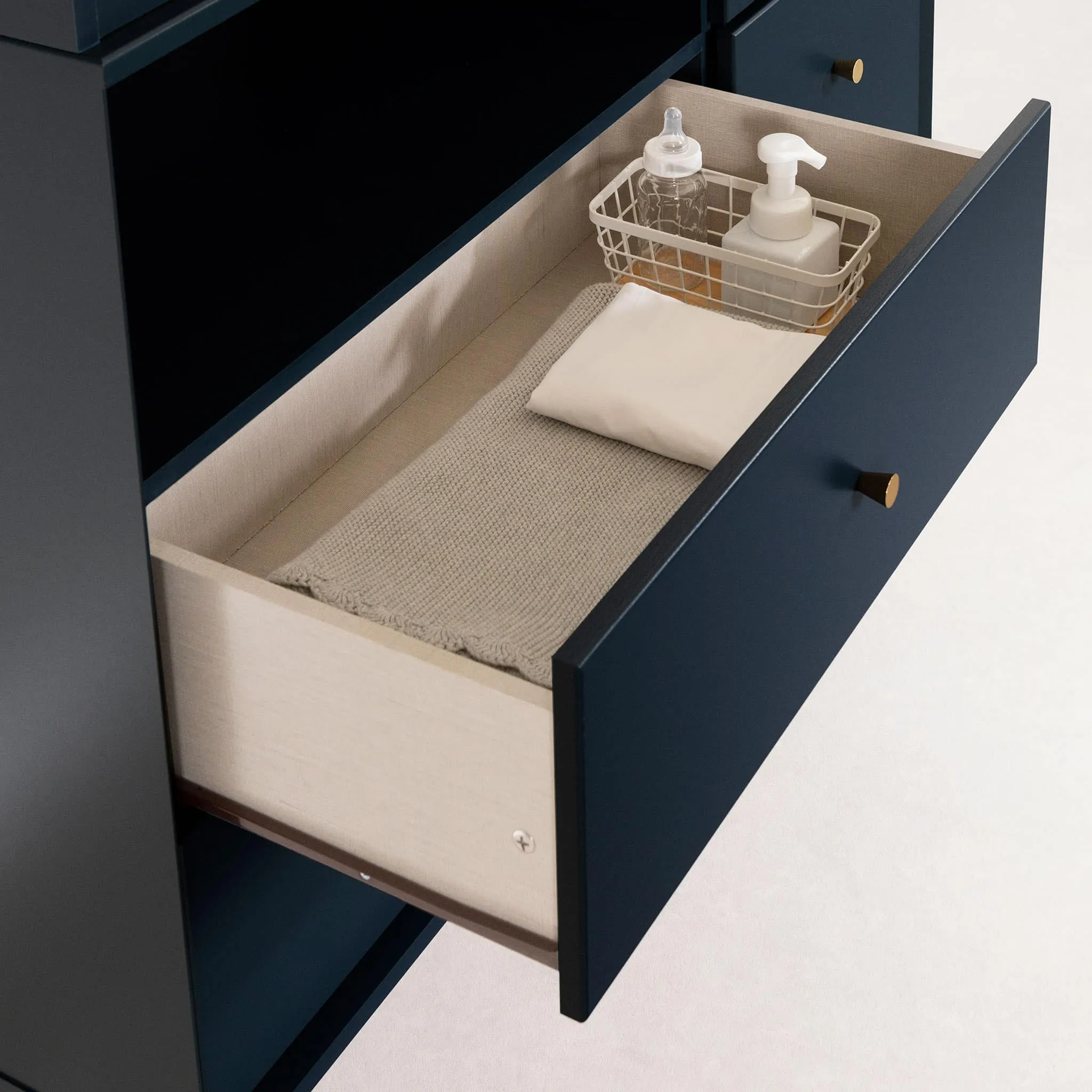 South Shore Table à langer avec tiroirs et rangement ouvert - Dylane Bleu Marine