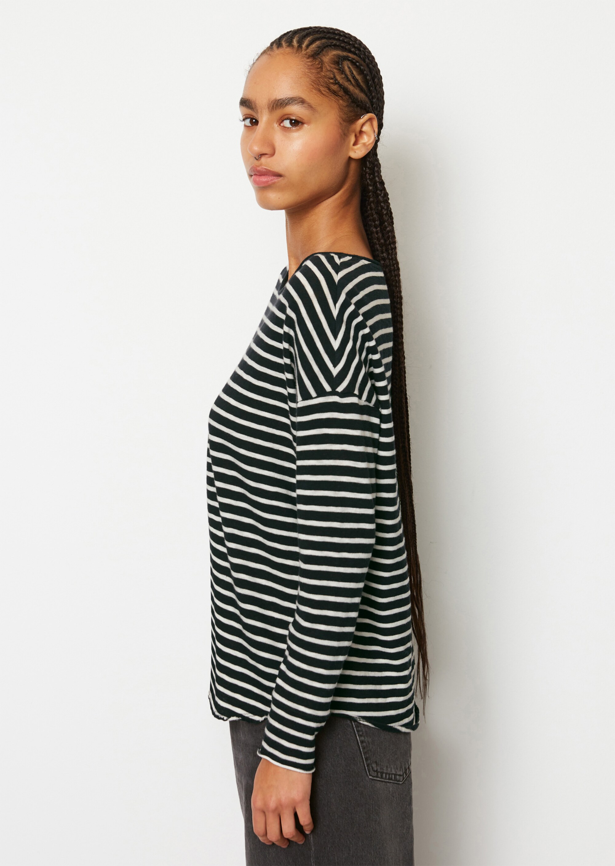 Gestreiftes Longsleeve oversize aus Heavy-Cosy-Slub-Jersey