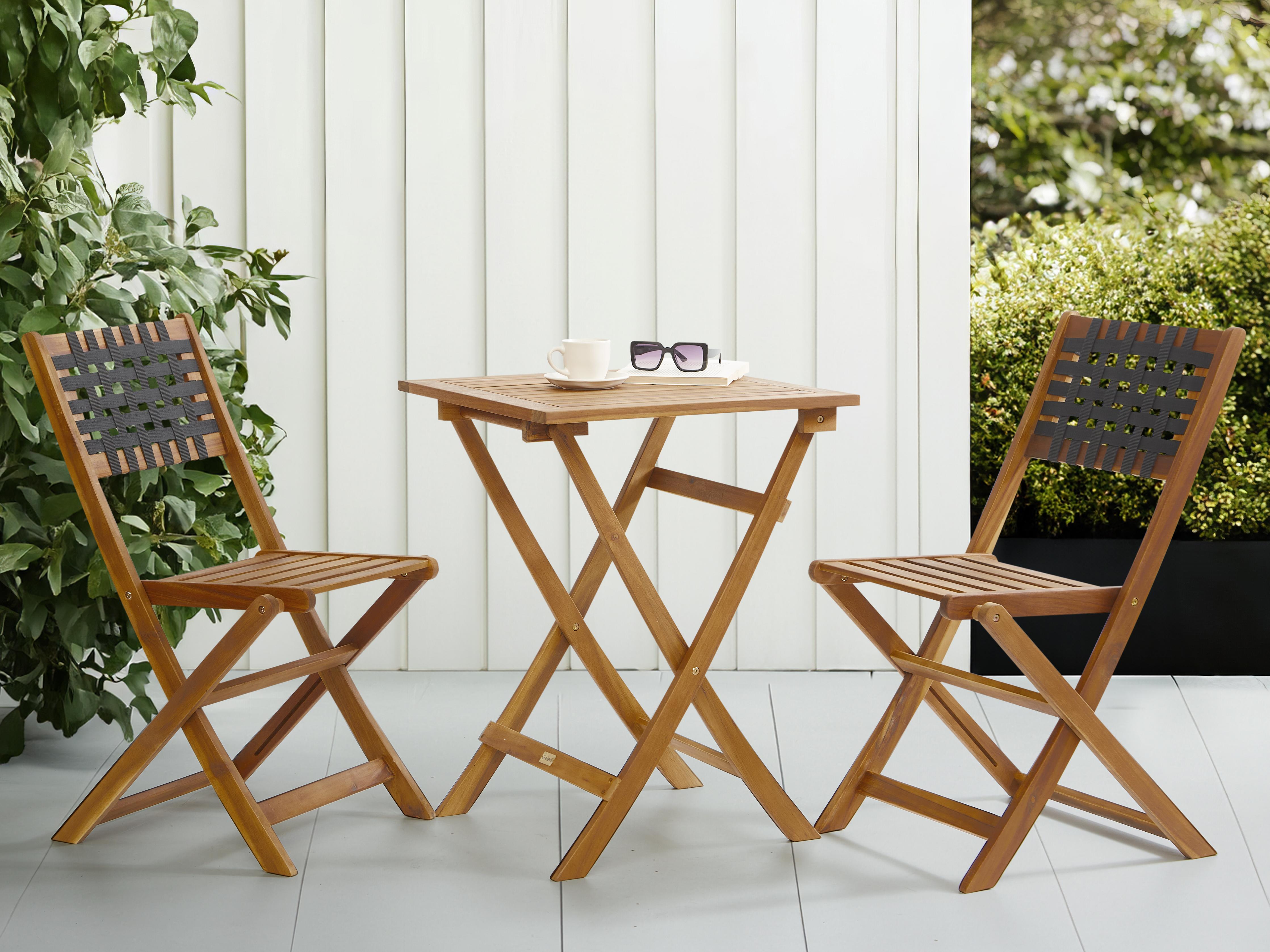 Bistroset CONIOLO Acaciahout Bruin/zwart