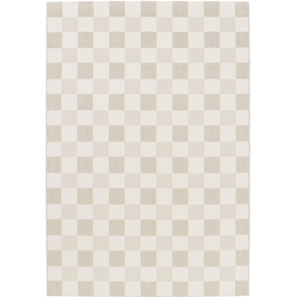 Tapis motif damier en matière recyclée - andy - beige - 160 x 230 cm