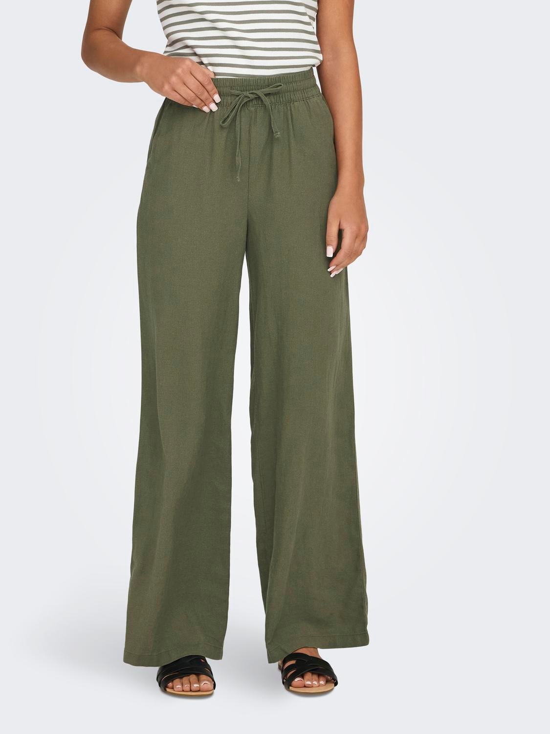 JDY Schlupfhose »JDYSAY LINEN HW WIDE PANT WVN NOOS«  Sommerhose mit Leinen