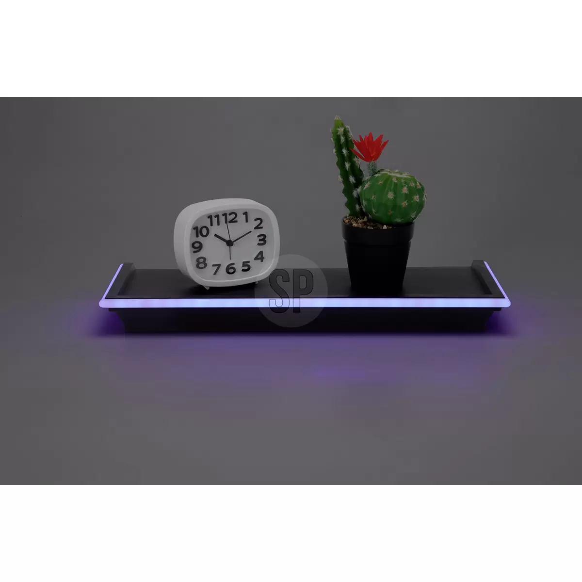 Wandbrett mit LED Neon beige,schwarz