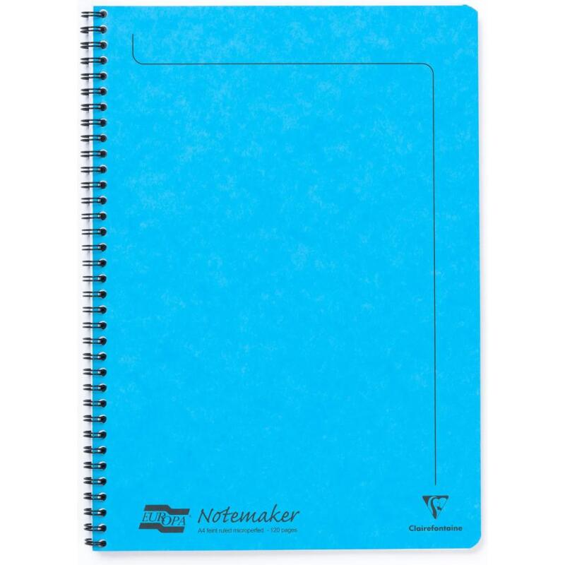 Notemaker Europa cahier reliure intégrale A4 120 pages détachables ligné - Turquoise