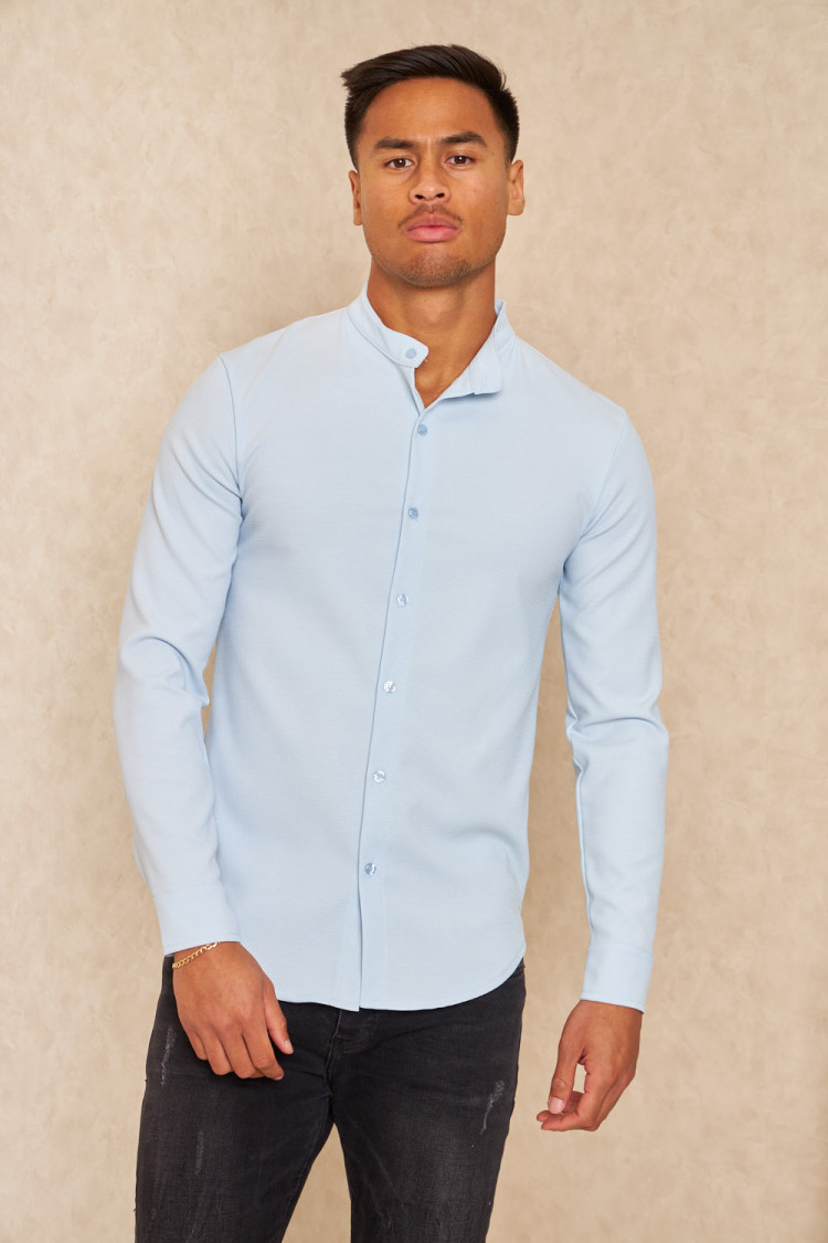 Chemise fluide texturée bleu clair