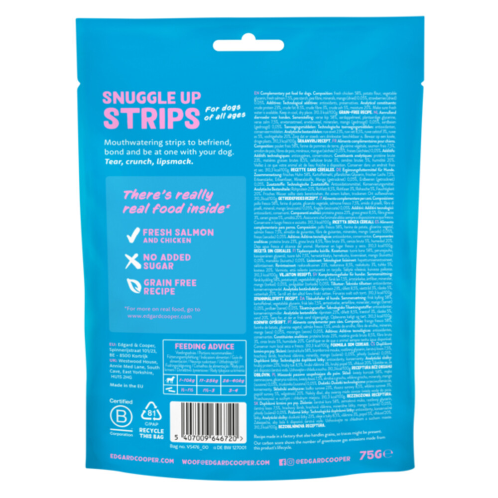 Edgard & Cooper Adult Strips Zalm & Kip75 gr