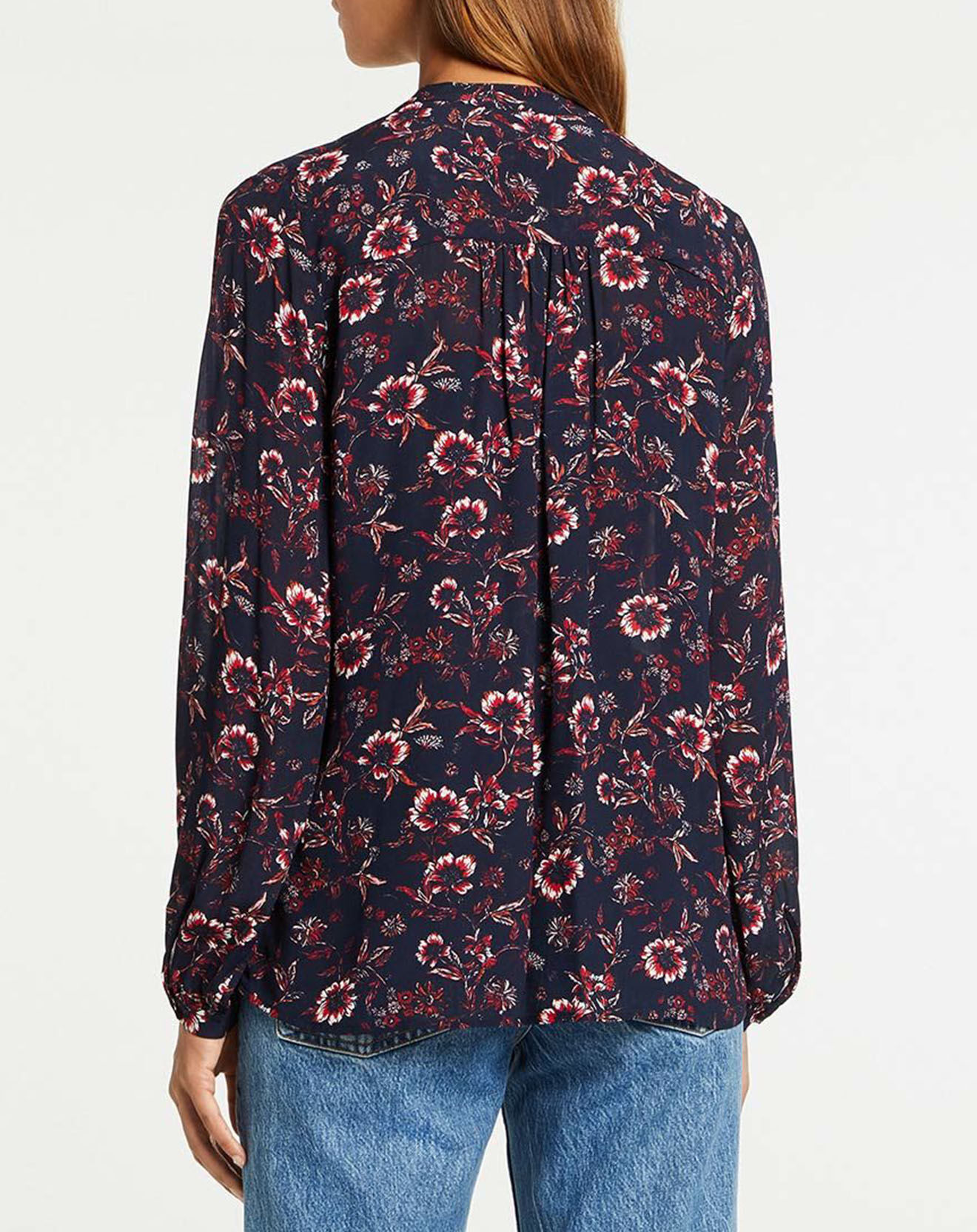 Tommy Hilfiger Blouse Theme Fleurs bleu marine/rouge